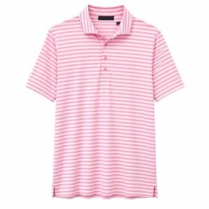 G/FORE Polo Shirt Mens L Pink White Striped Short Sleeve Golf Performance Preppy